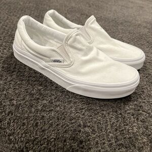 Vans Classic White Canvas Slip-Ons